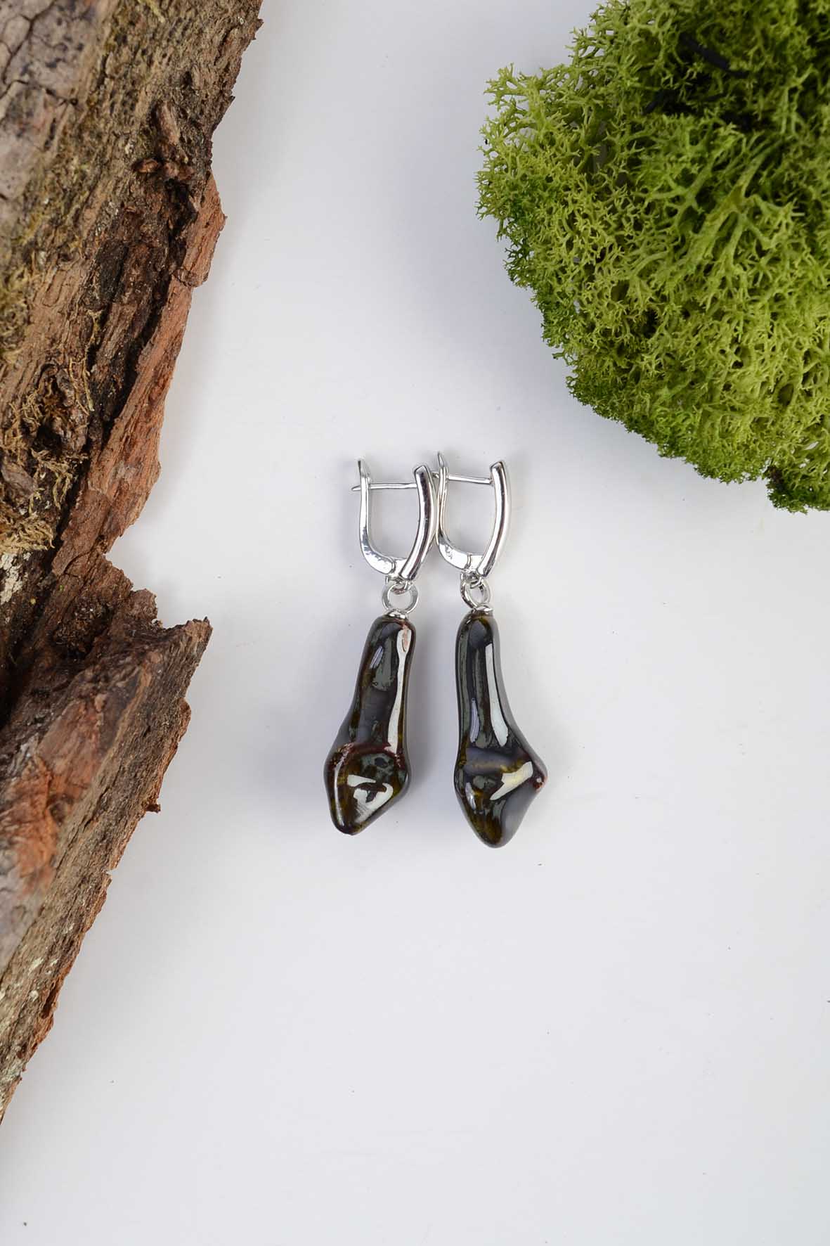 Dark Green Antique Earrings