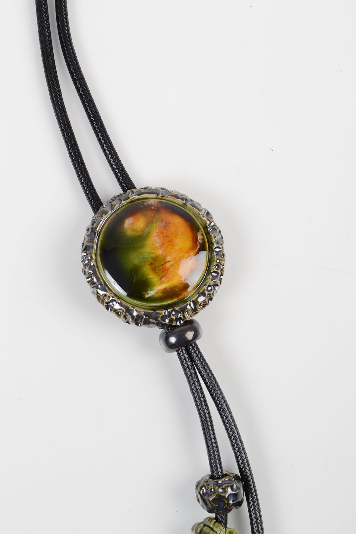 Dark Green Genuine Leather Necklace