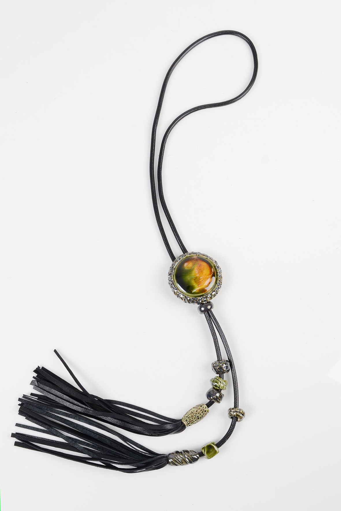 Dark Green Genuine Leather Necklace