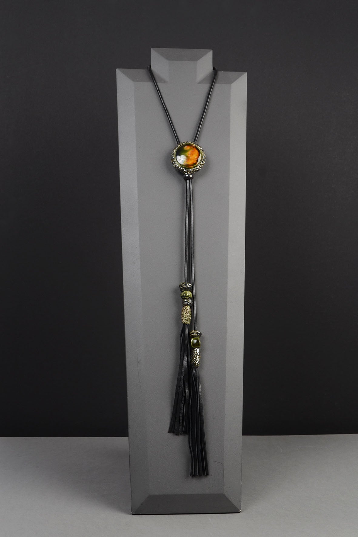 Dark Green Genuine Leather Necklace