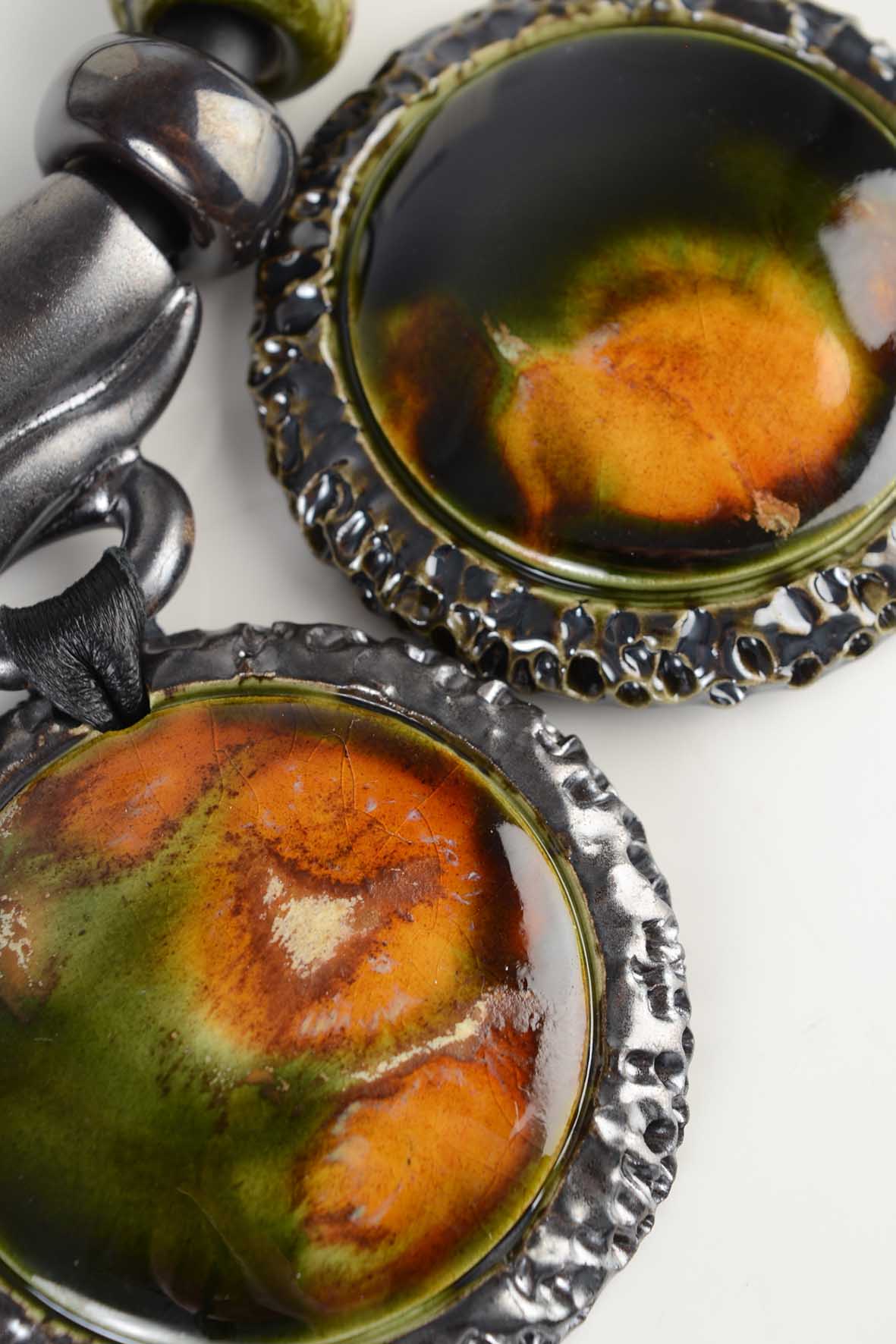 Dark Green Necklace – Big Ceramic Charm