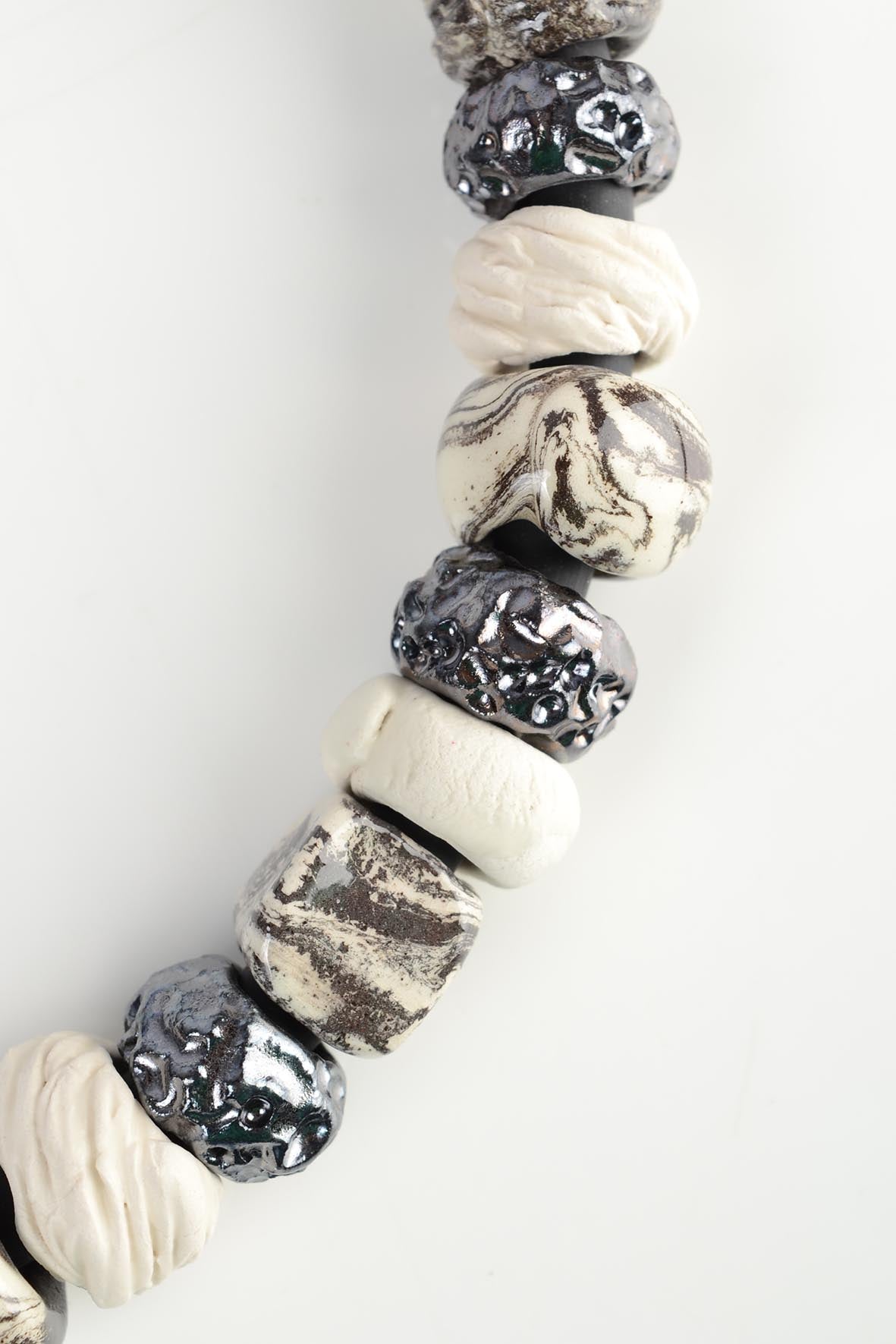 Large Marble-Look Beads Necklace