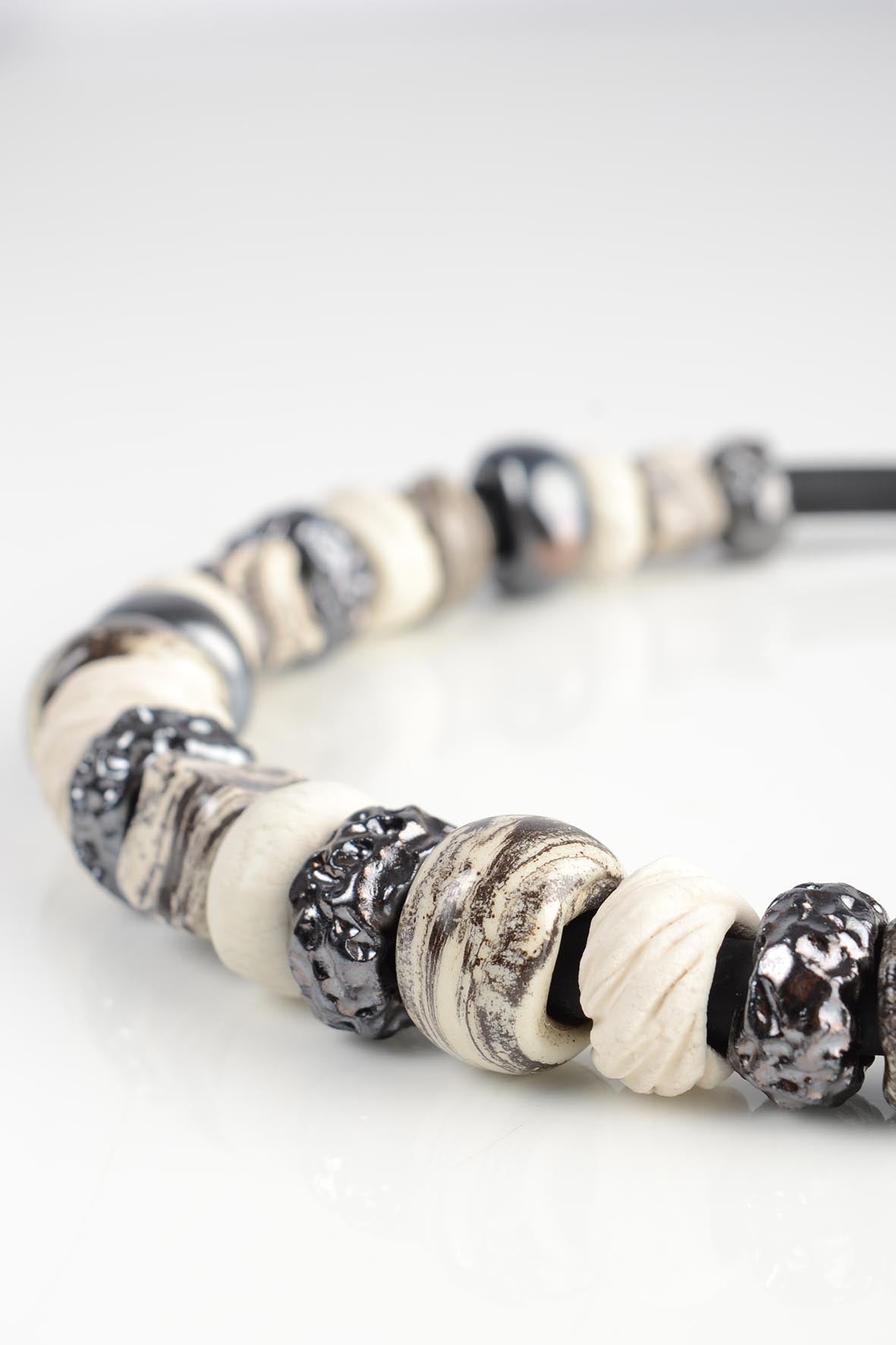 Large Marble-Look Beads Necklace