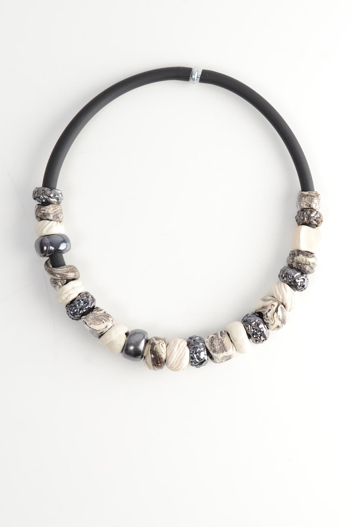 Large Marble-Look Beads Necklace