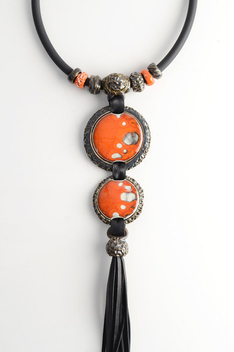 Orange Chunky Statement Necklace