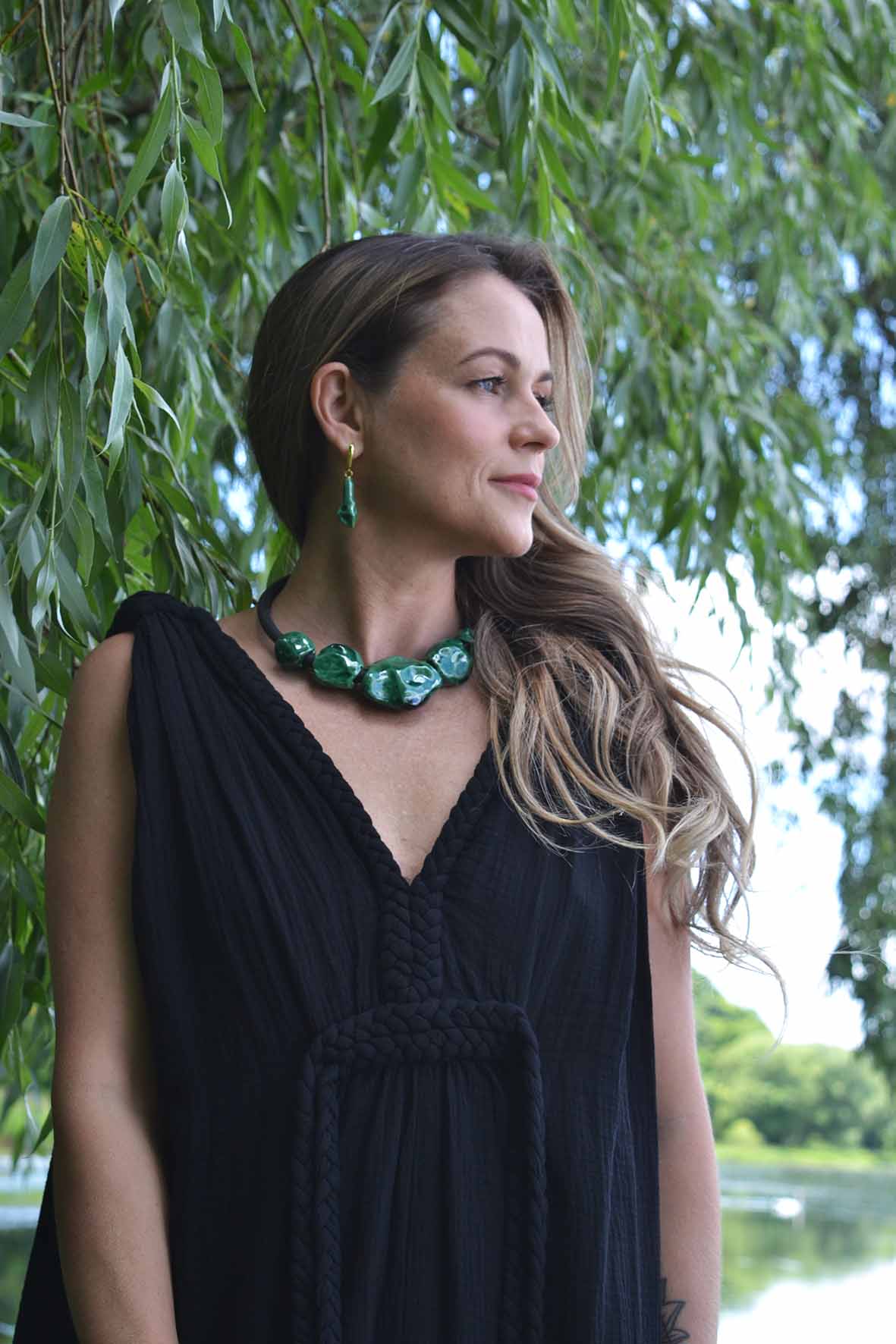 Emerald Green Earrings Ceramic