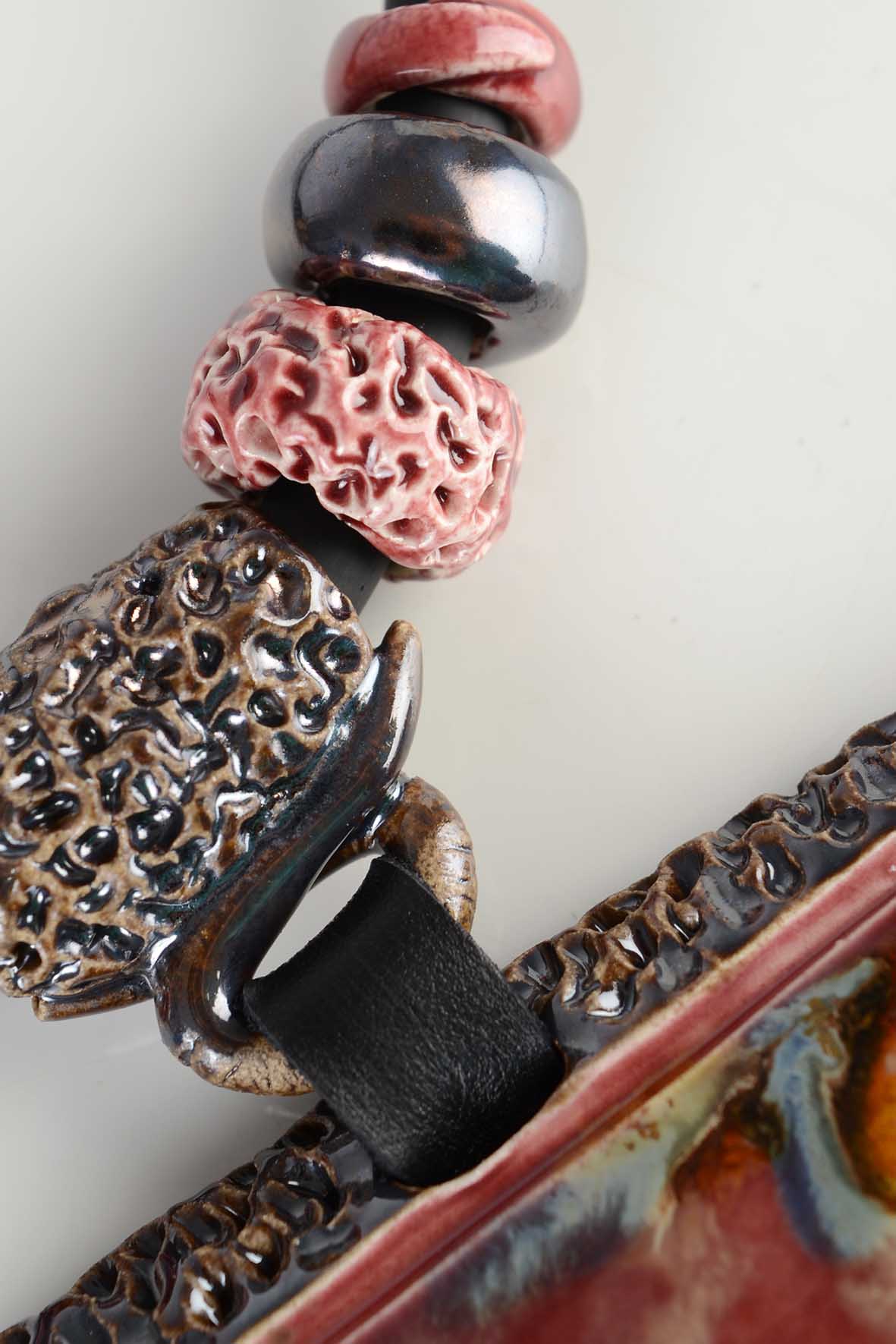 Extra Big Necklace with Burgundy Pendant