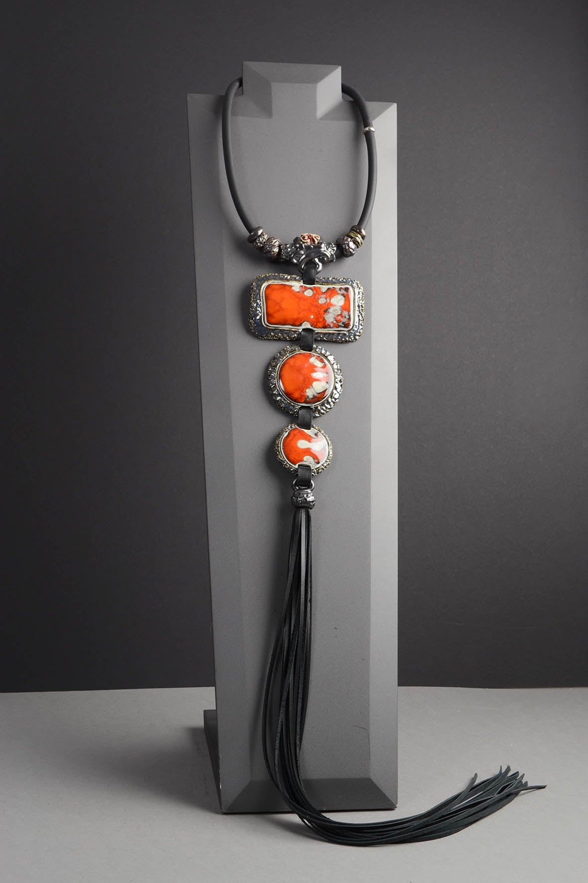 Extra Large Statement Necklace Orange Color