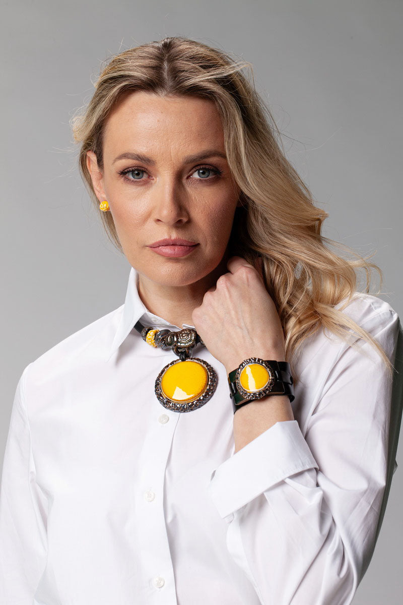 Yellow Leather Bracelet For Women