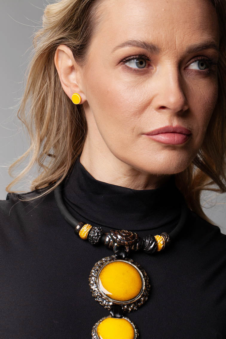 Yellow Ceramic Stud Earrings