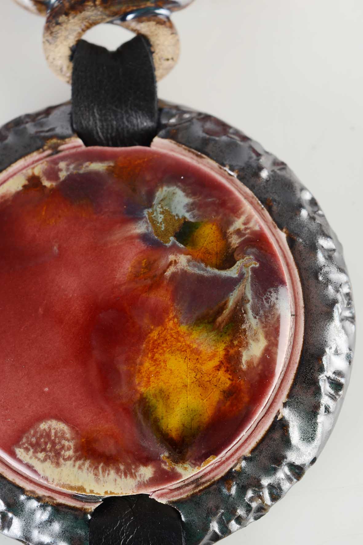 Genuine Leather Necklace Burgundy 