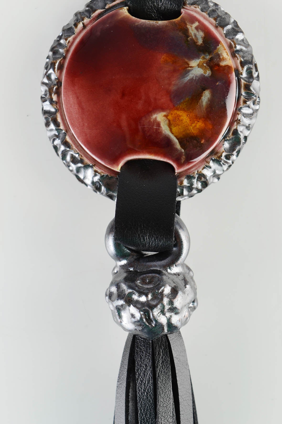 Genuine Leather Necklace Burgundy 