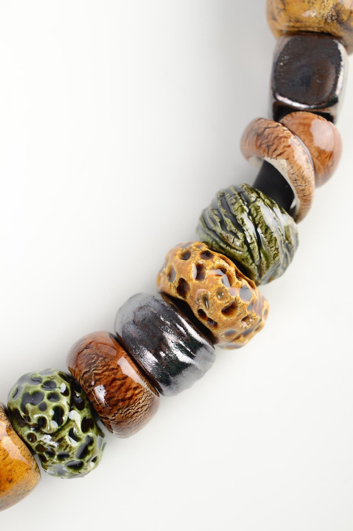 Green Beads Necklace – Oversize Ceramic Jewelry for Women