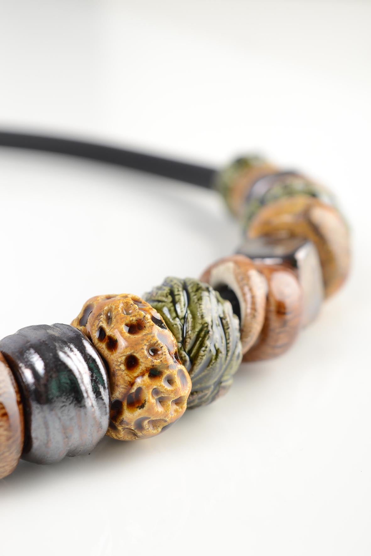 Green Beads Necklace – Oversize Ceramic Jewelry for Women