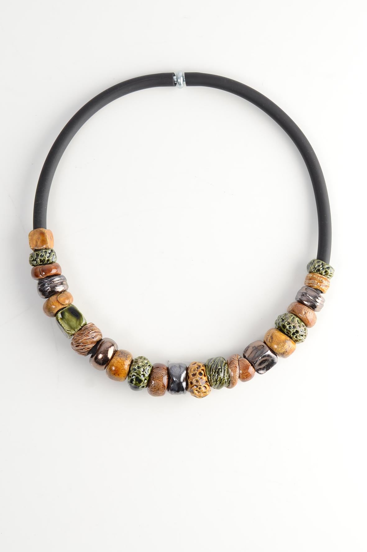 Green Beads Necklace – Oversize Ceramic Jewelry for Women