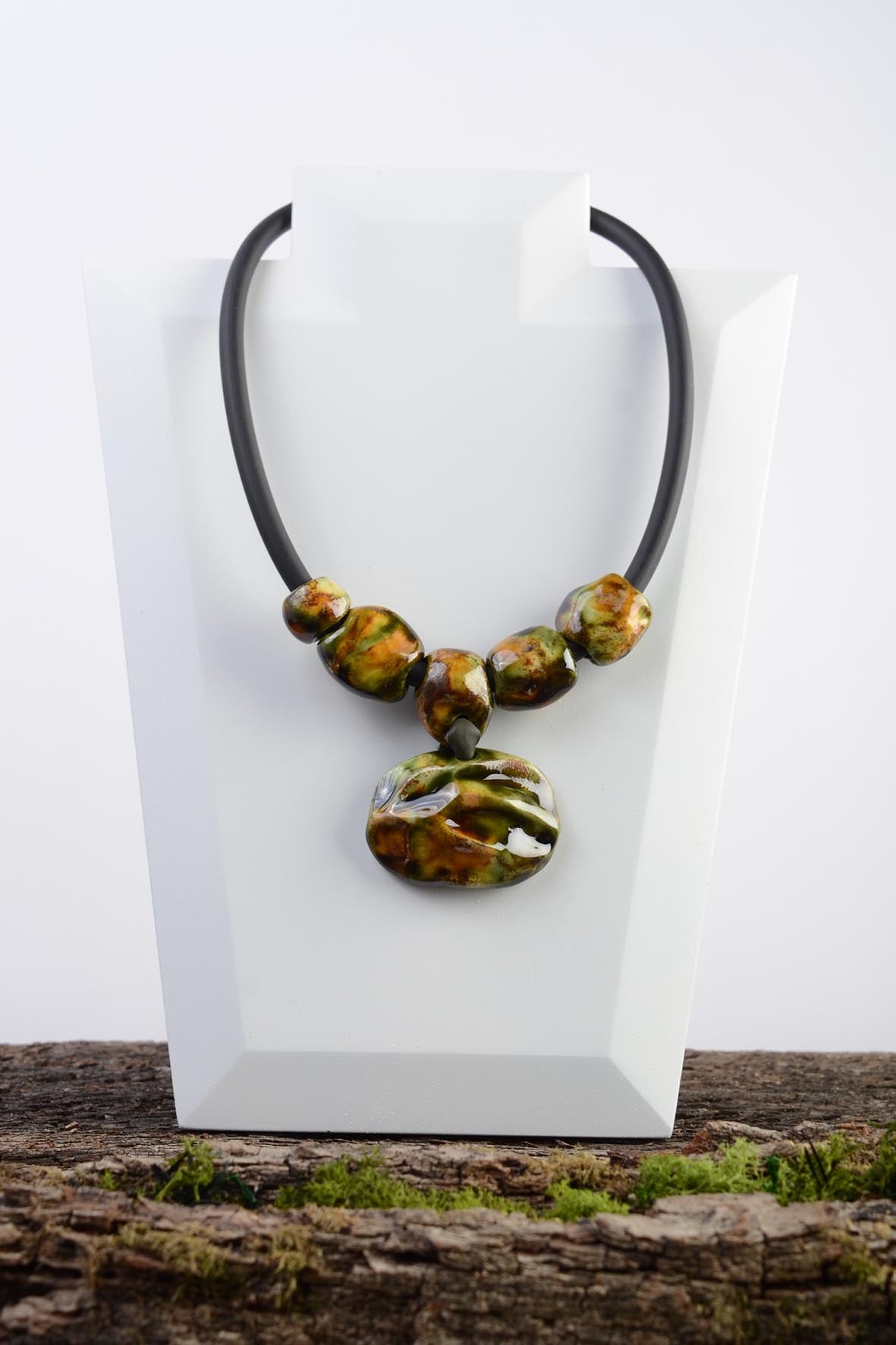 Green Ceramic Pendant Necklace