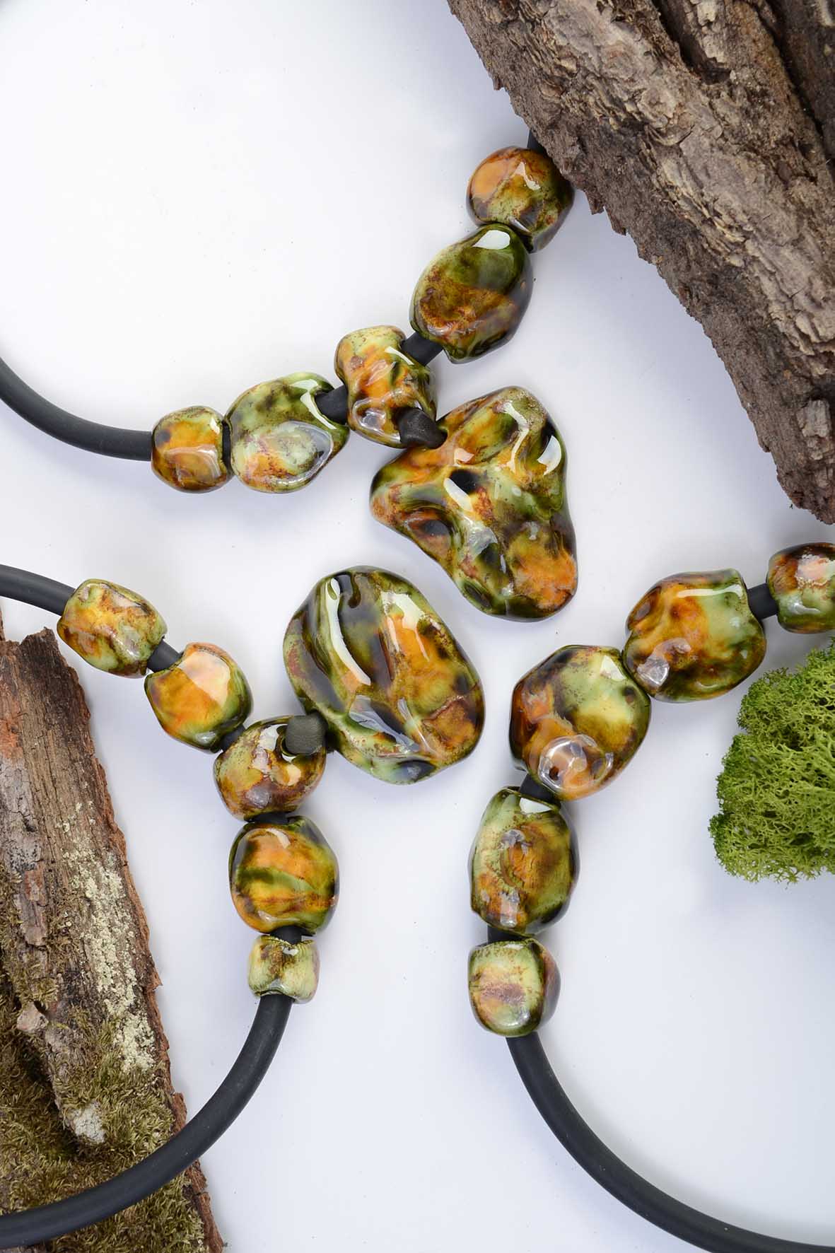 Green Ceramic Pendant Necklace
