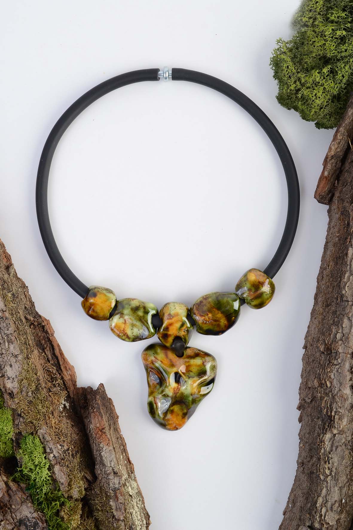 Green Ceramic Pendant Necklace