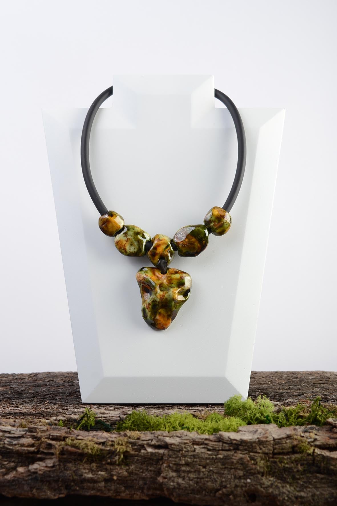 Green Ceramic Pendant Necklace