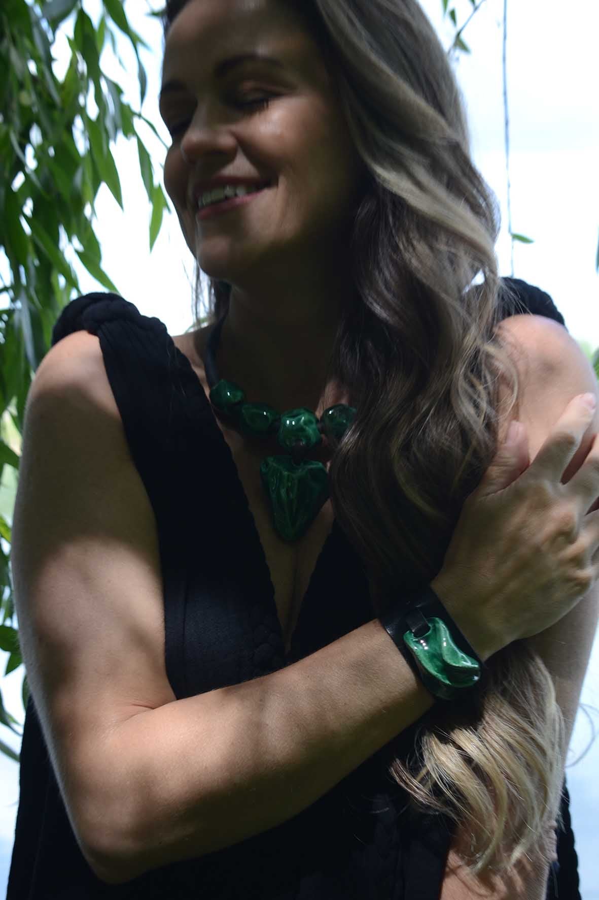 Green Leather Bracelet Women's