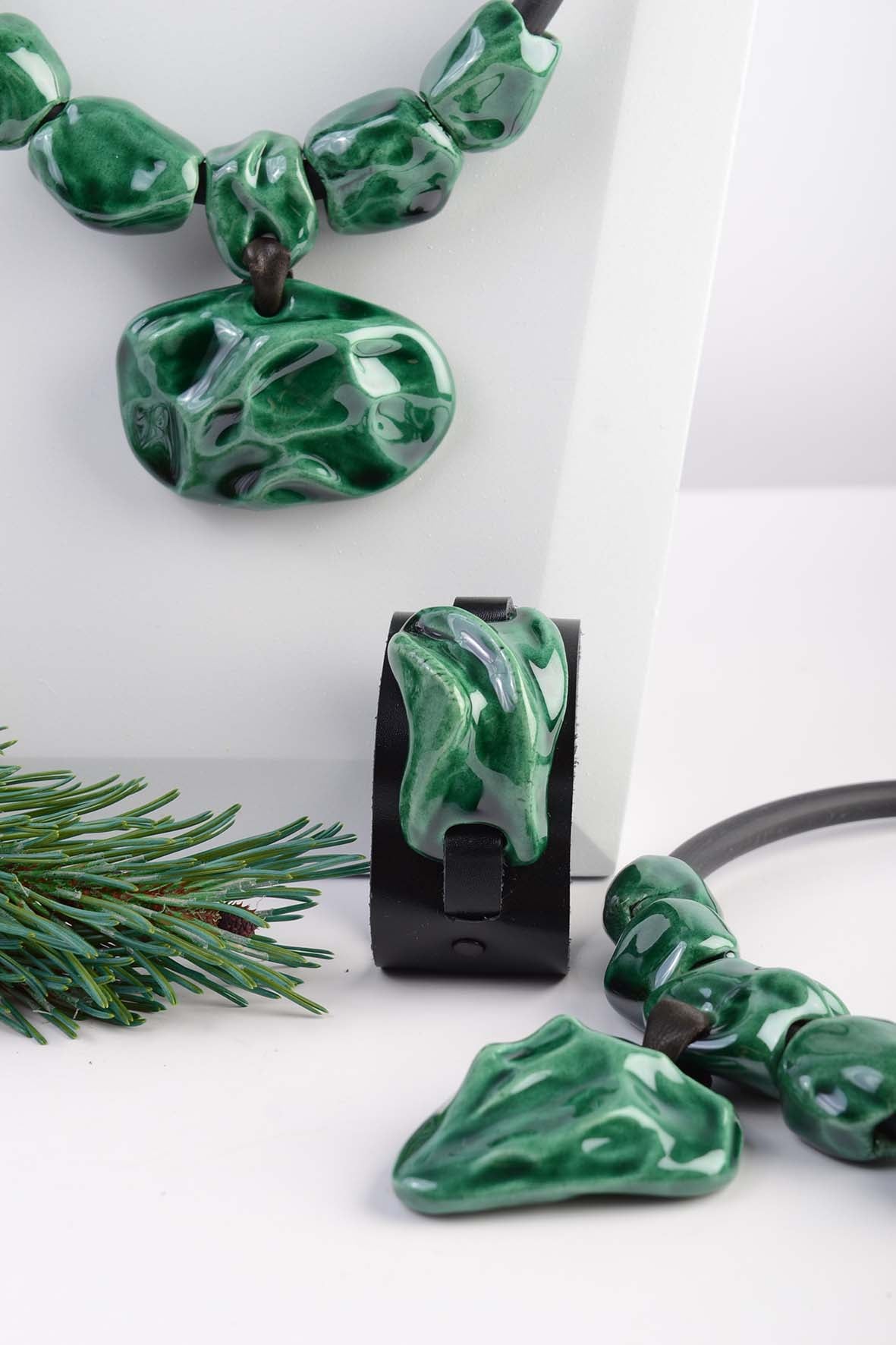 Green Leather Bracelet Women's