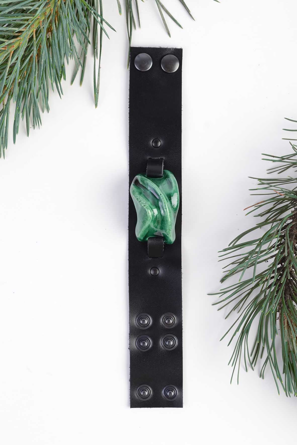 Green Leather Bracelet Women's