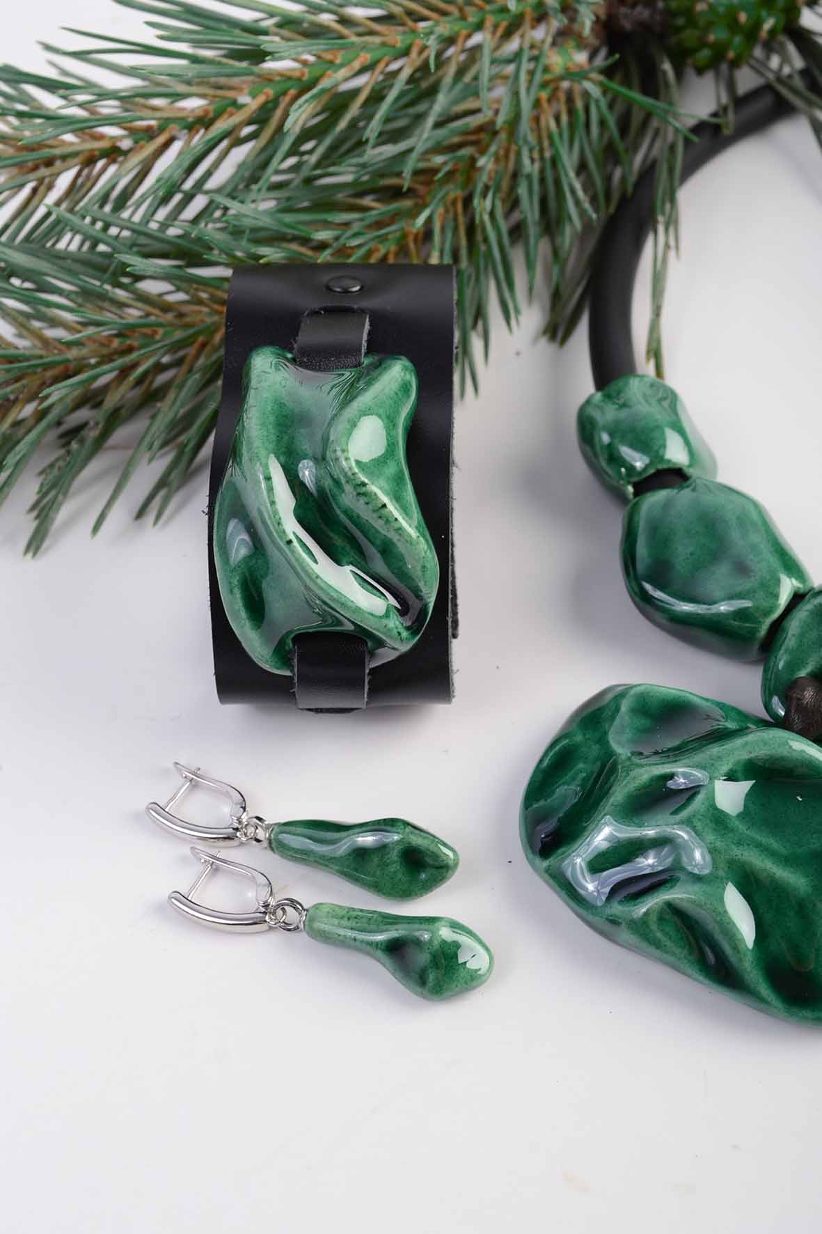 Green Leather Bracelet Women's