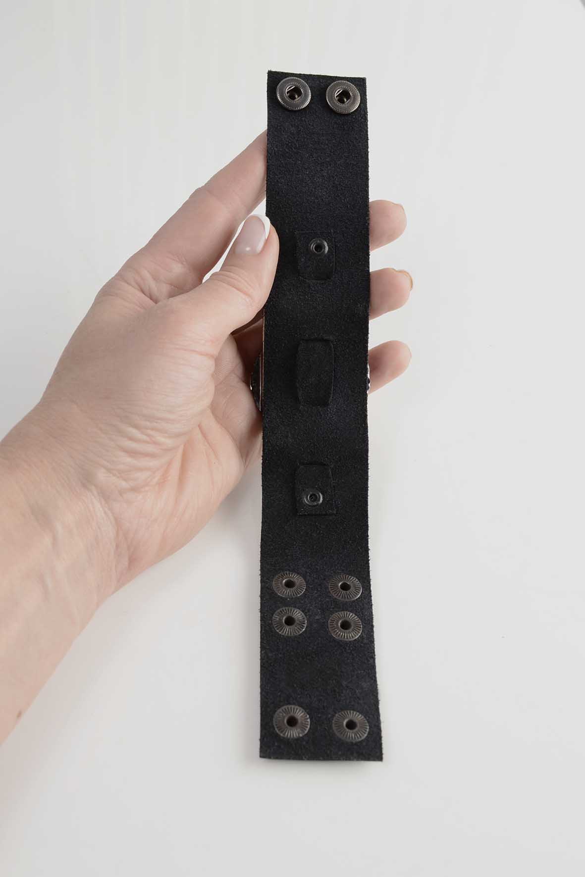 Blue Ceramic Leather Snap Bracelet for Women