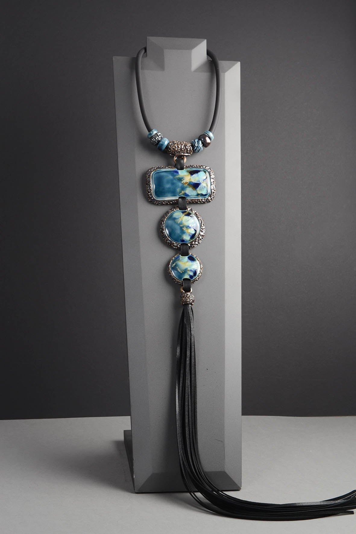 Huge Blue Pendant Necklace