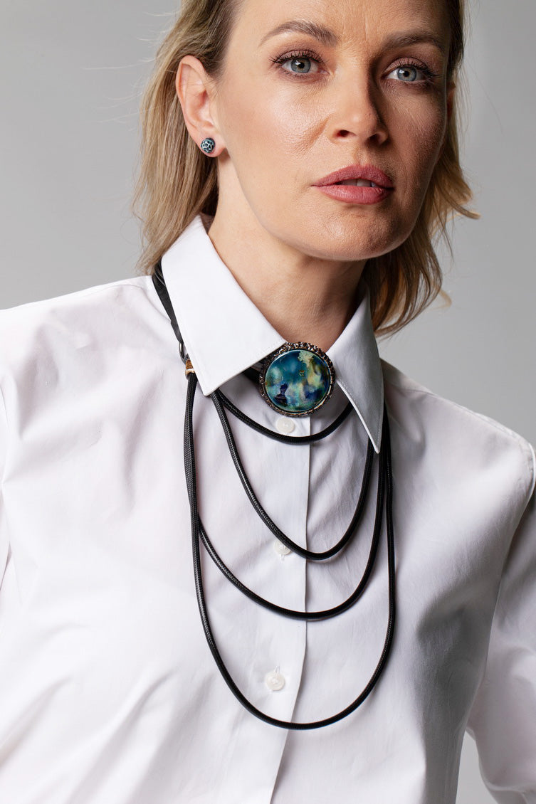 Chunky Blue Choker and Long Necklace 3-in-1