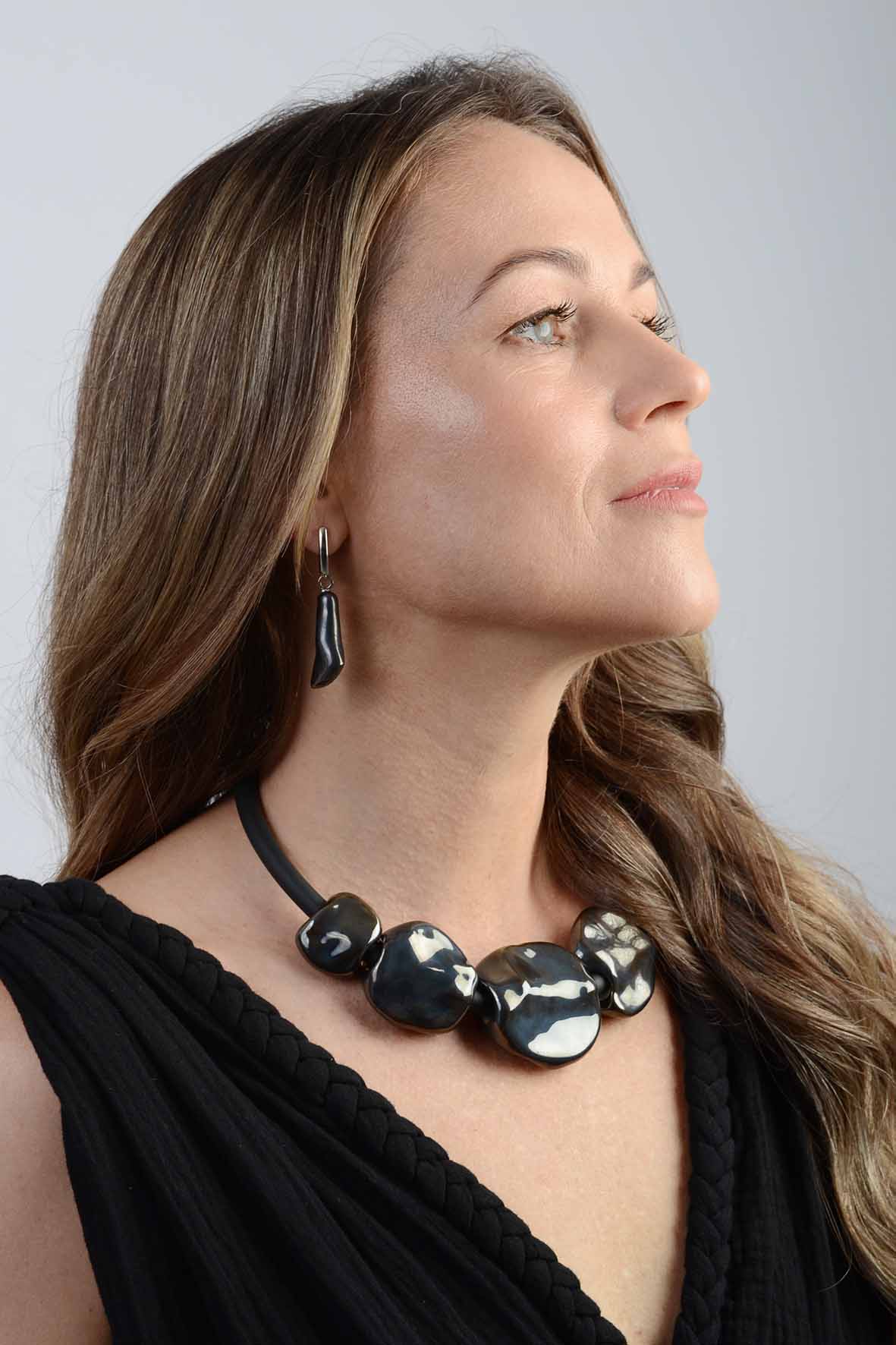 Black Ceramic Stone Necklace