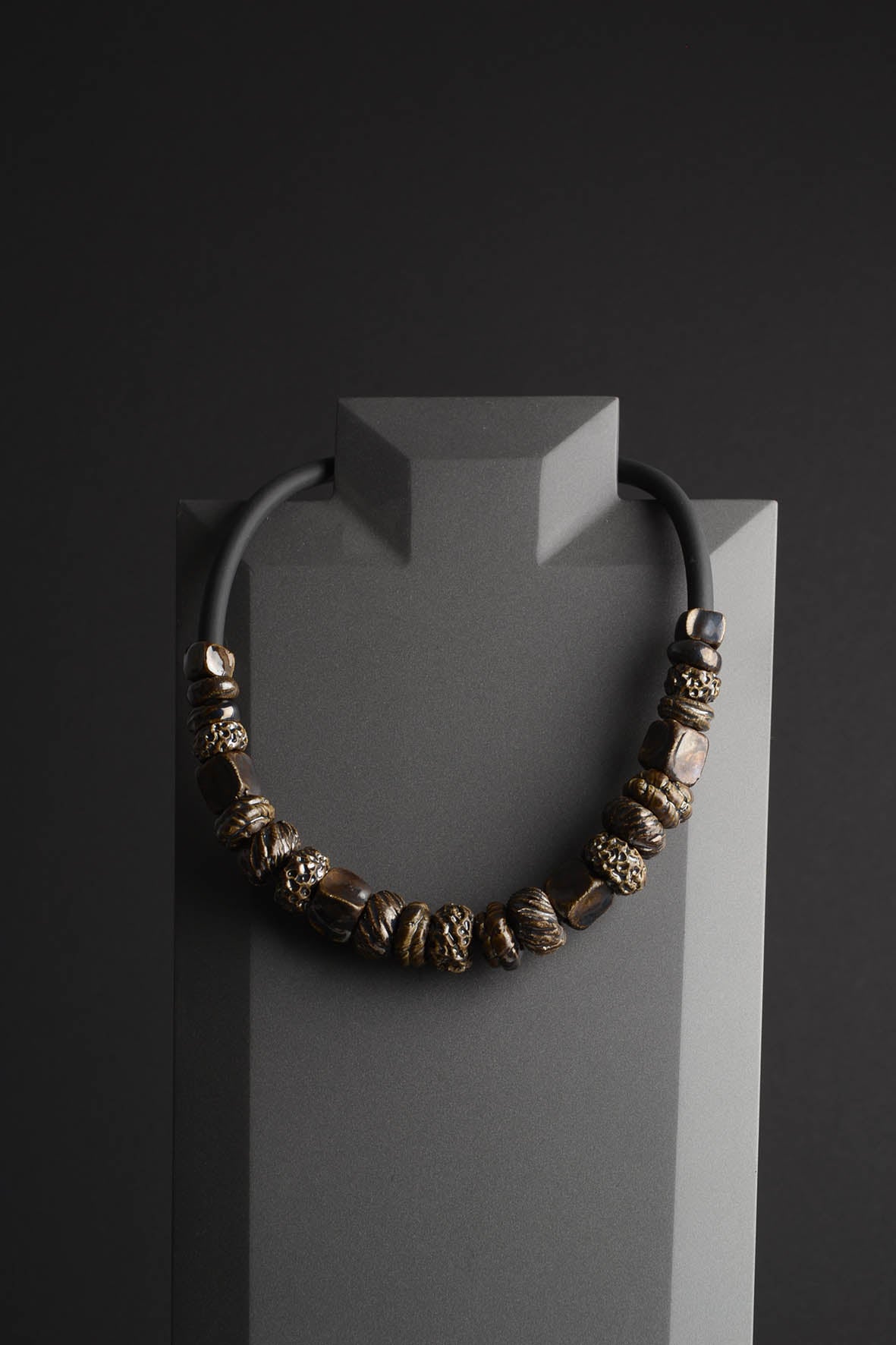 Black Beaded Necklace for Women 