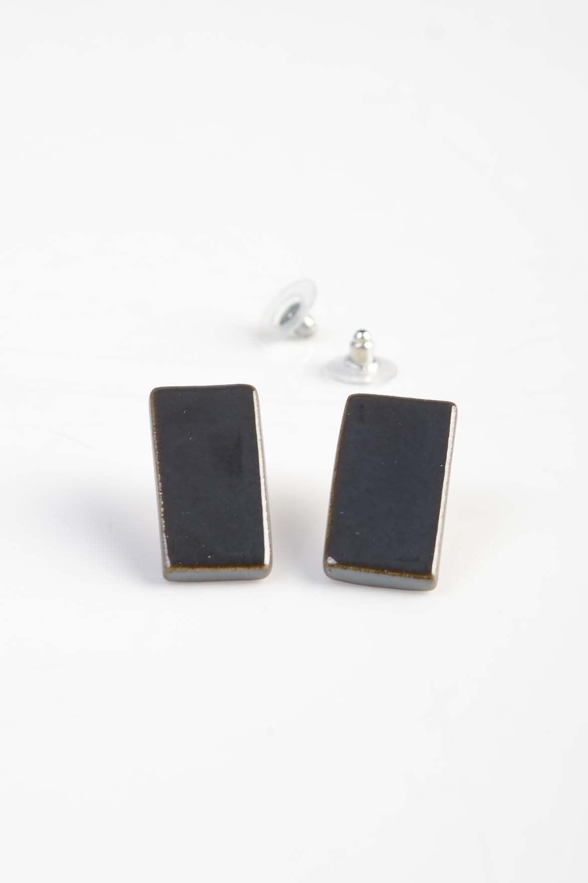 Minimalist Black Ceramic Earrings Studs