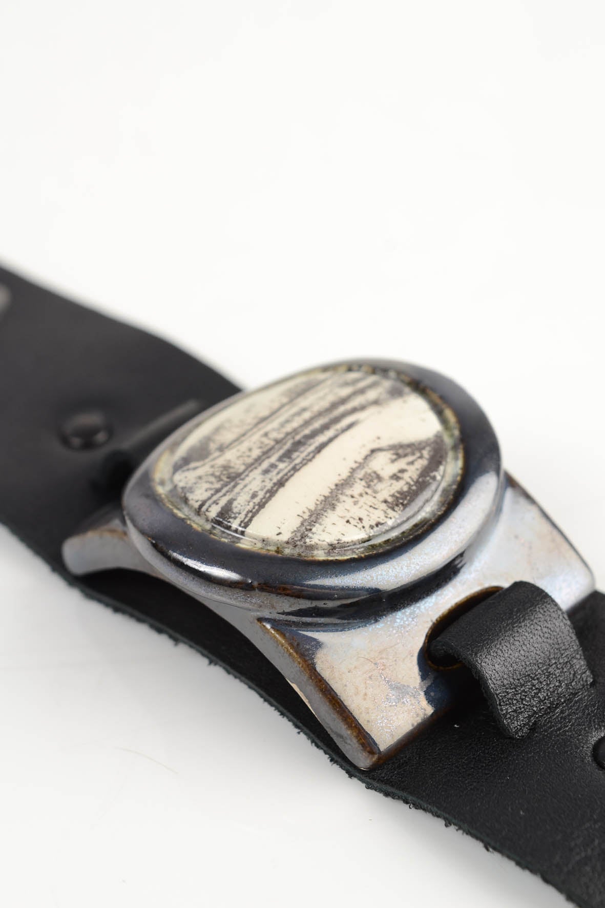 White & Black Bracelet, Genuine Leather