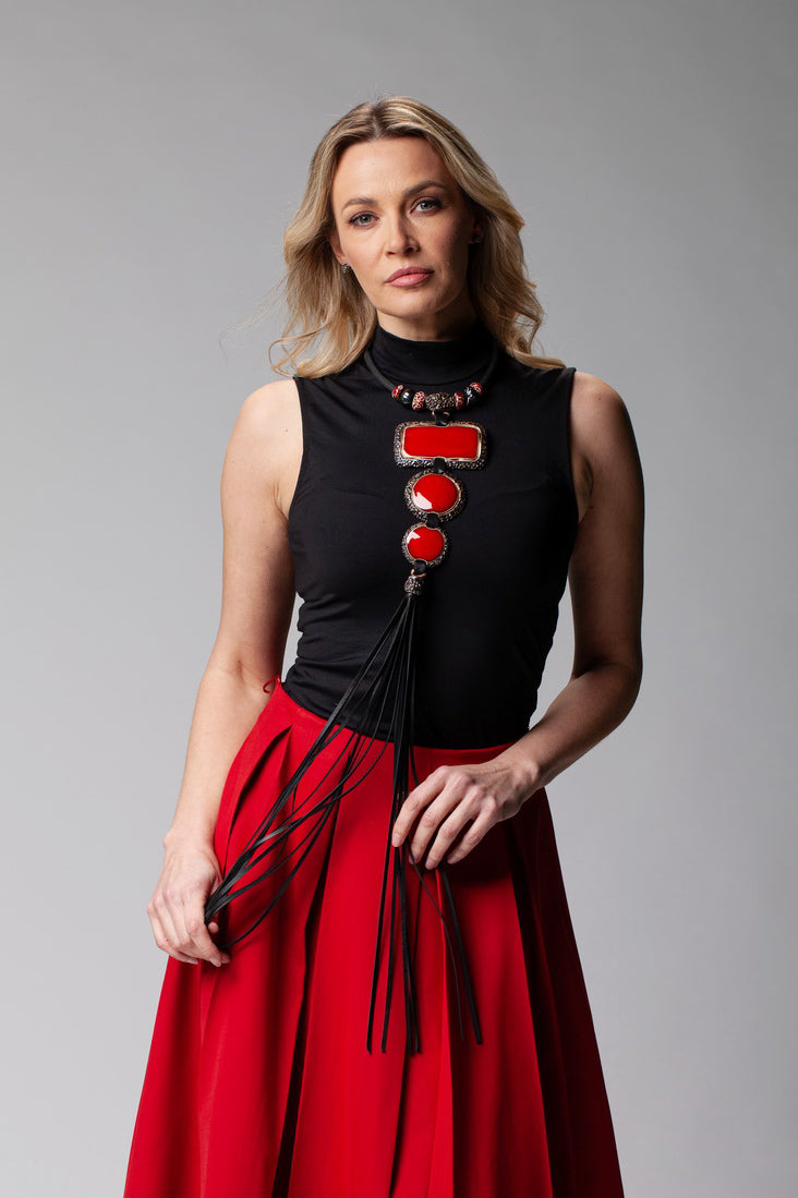 Red Extremely Oversize Necklace