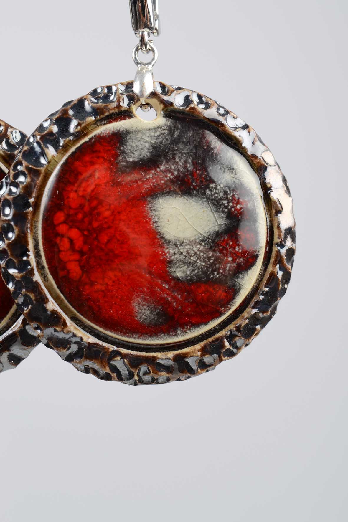 Large Round Red Earrings for Women