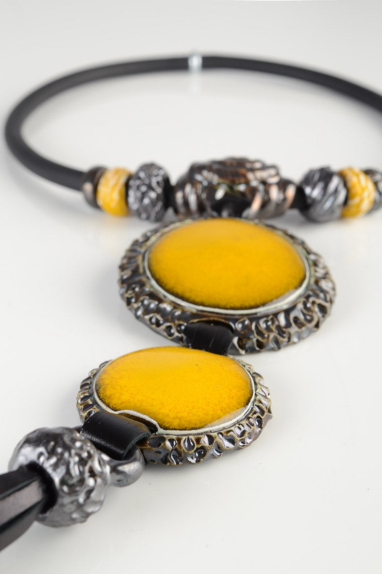 Leather Tassel Yellow Necklace