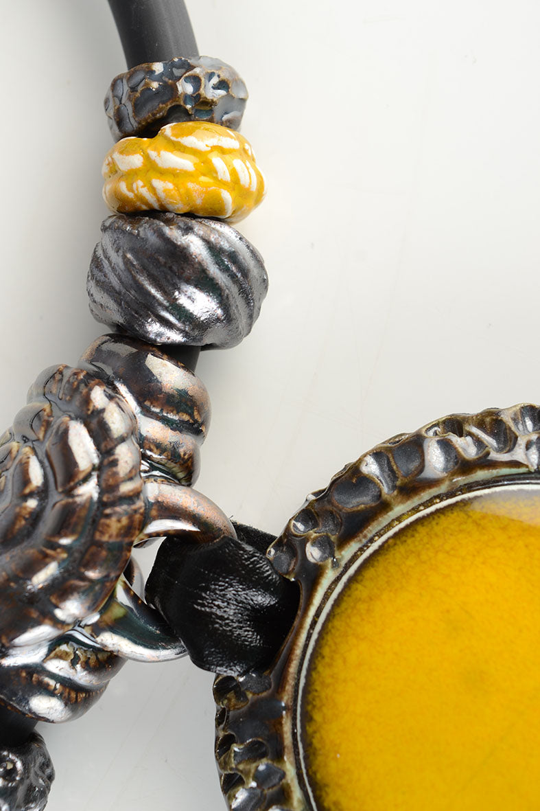 Leather Tassel Yellow Necklace