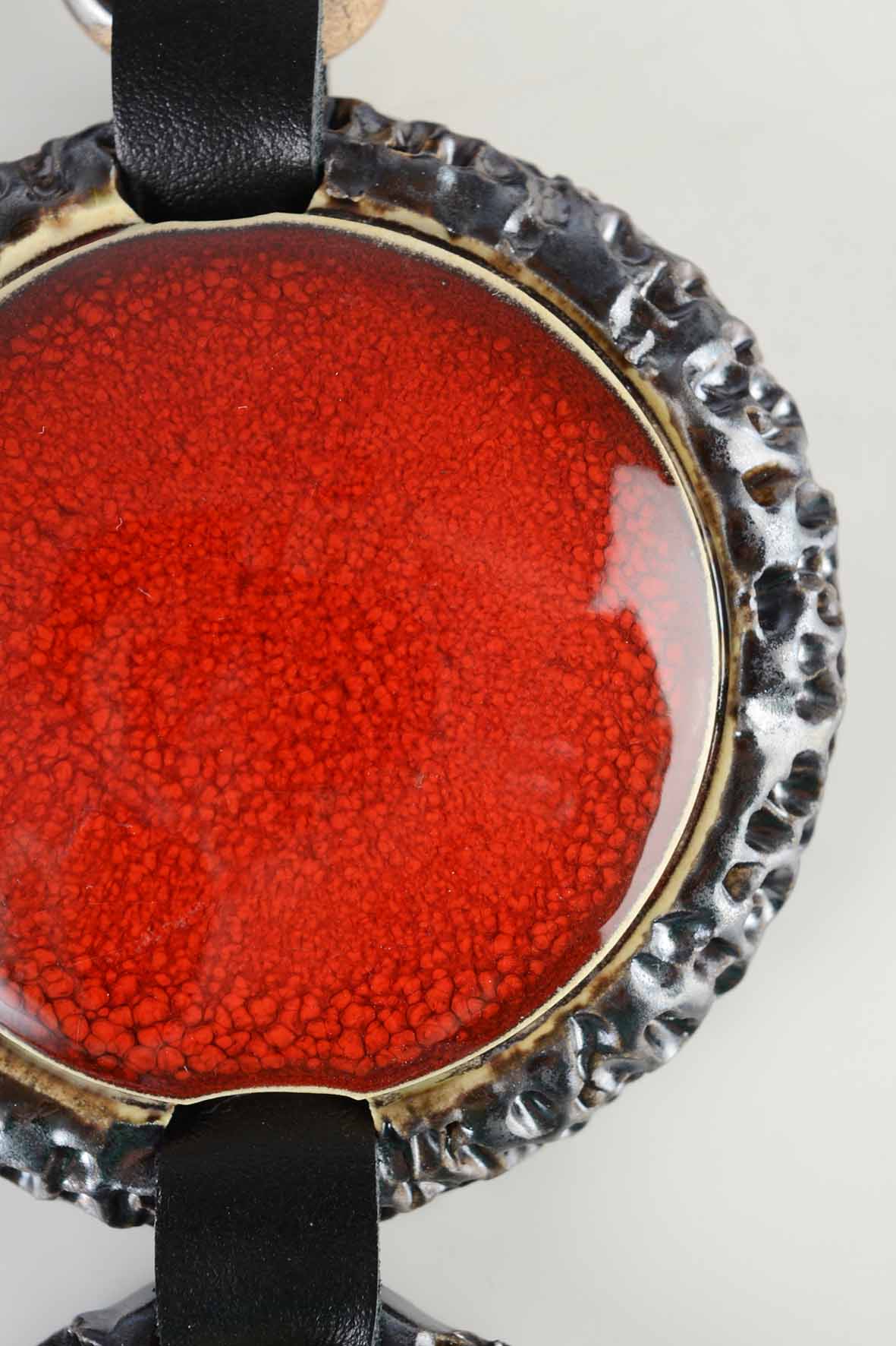 Long Leather Tassel Necklace in Red