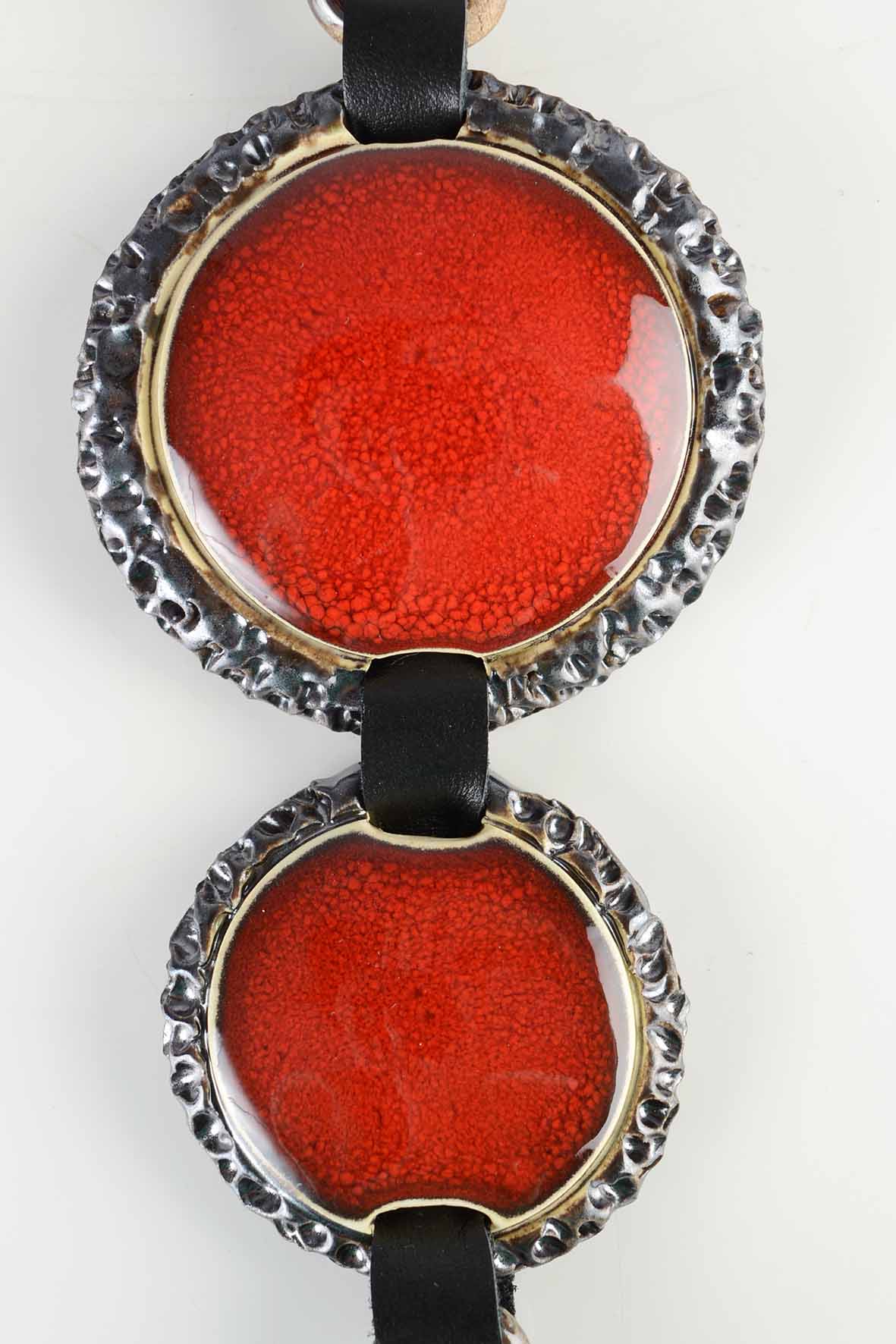 Long Leather Tassel Necklace in Red