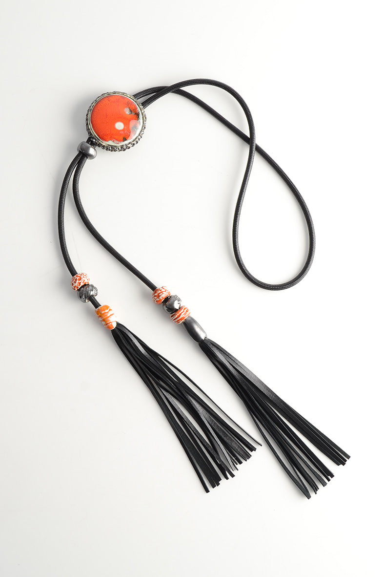 Long Pendant Orange & Grey