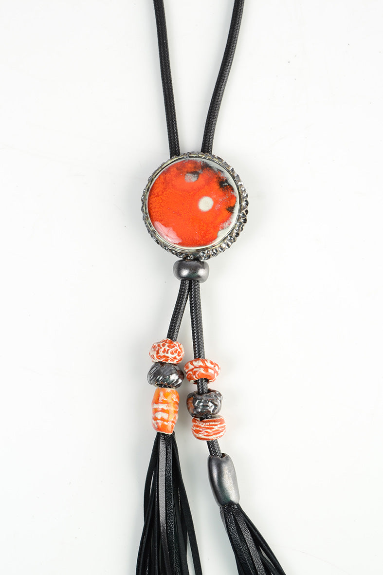 Long Pendant Orange & Grey