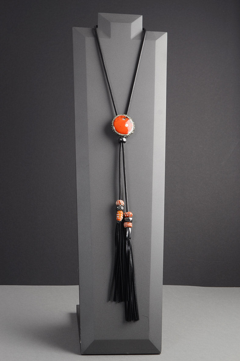 Long Pendant Orange & Grey