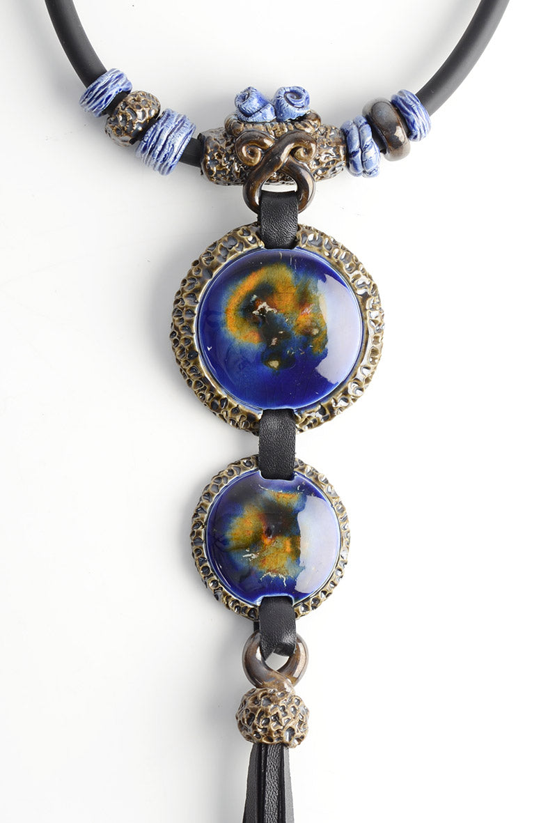 Long Tassel Necklace Navy Blue