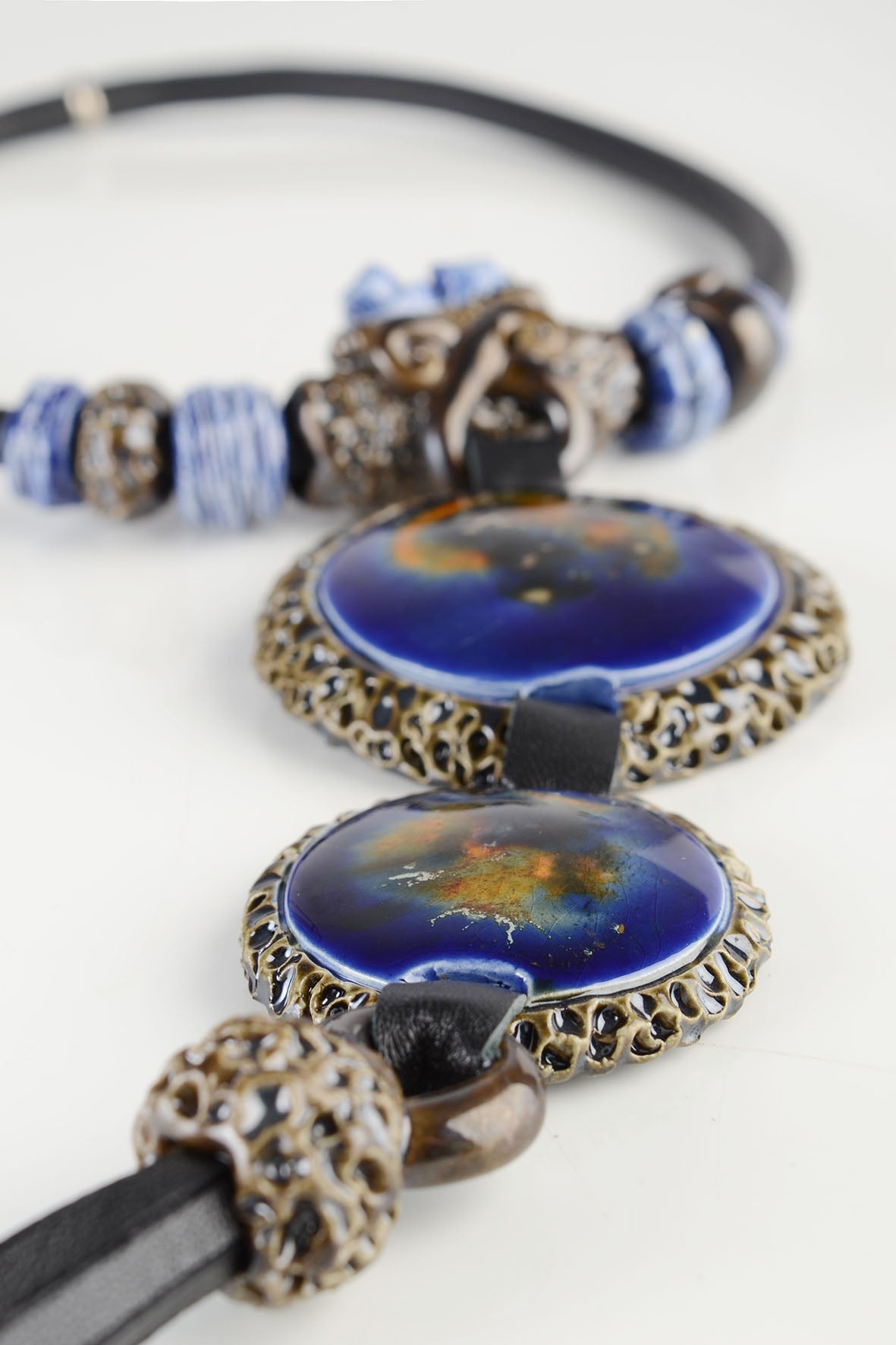 Long Tassel Necklace Navy Blue