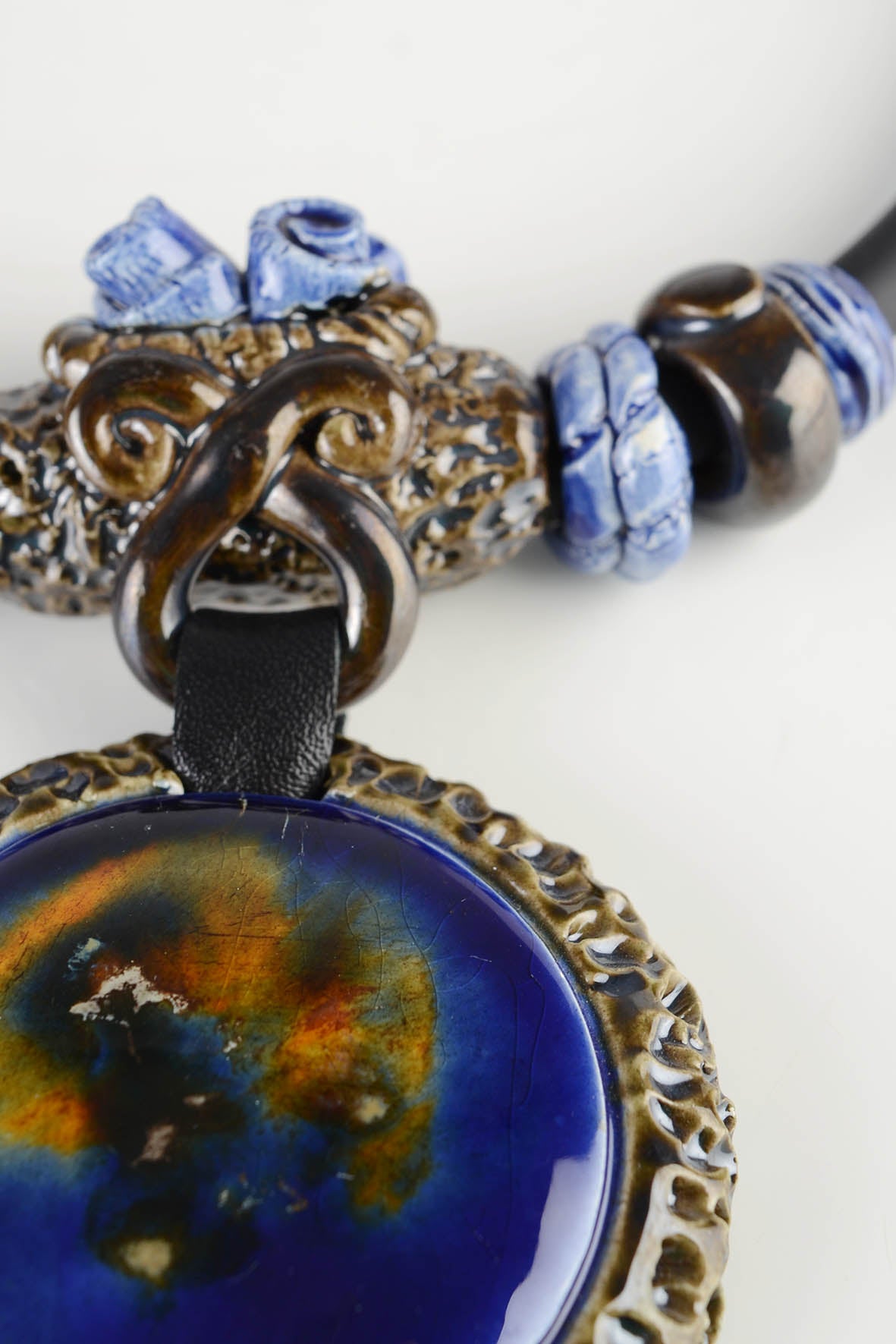 Long Tassel Necklace Navy Blue