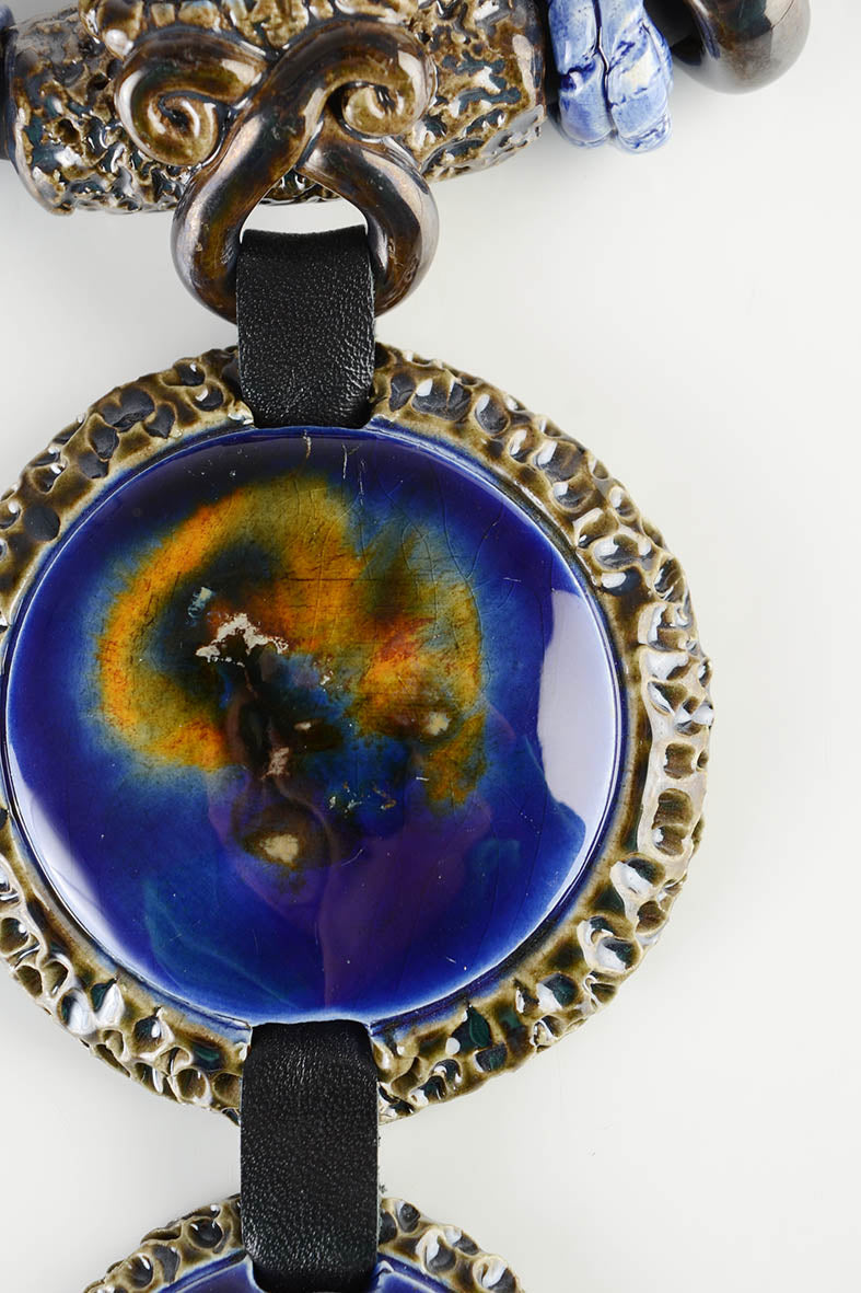 Long Tassel Necklace Navy Blue