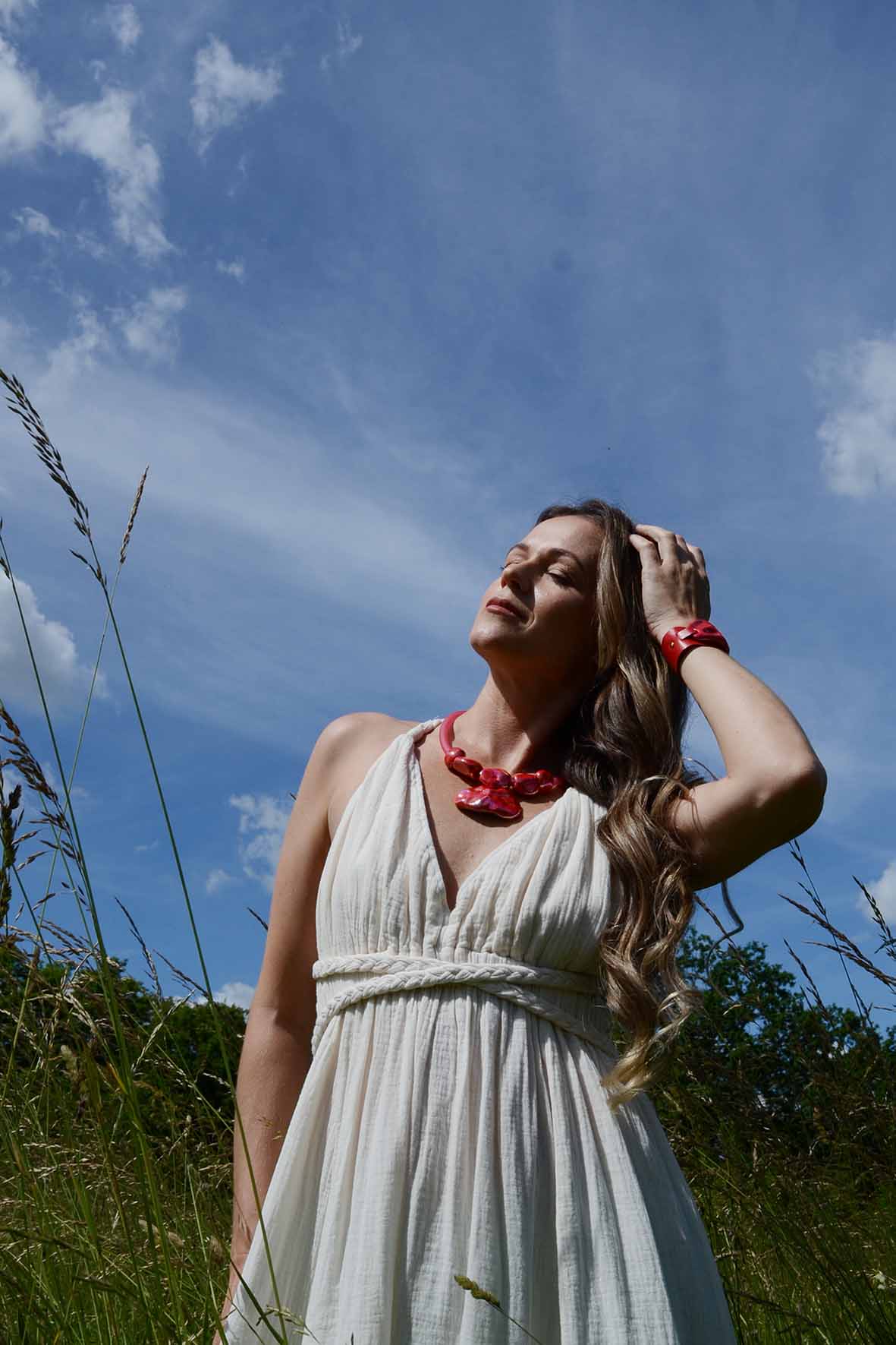 Luxury Red Necklace With Large Pendant