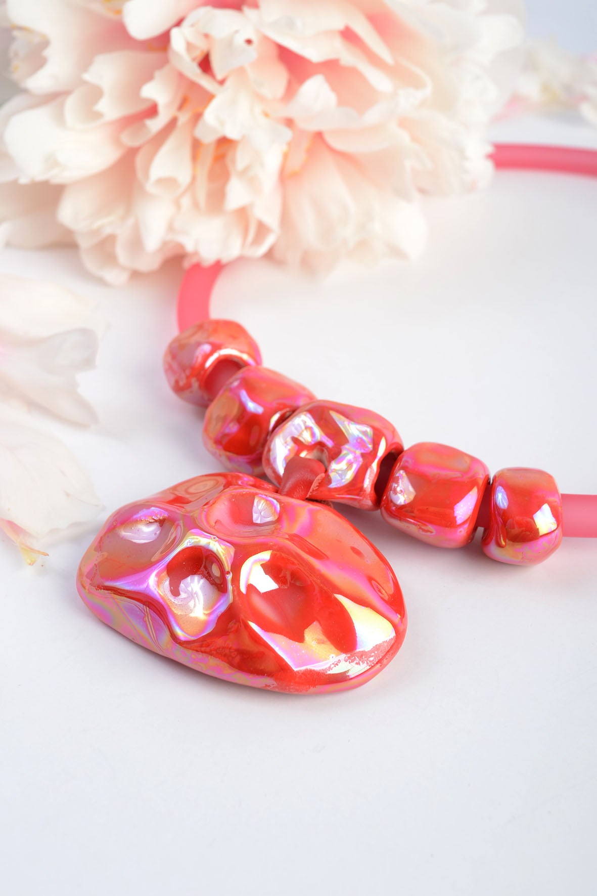 Luxury Red Necklace With Large Pendant