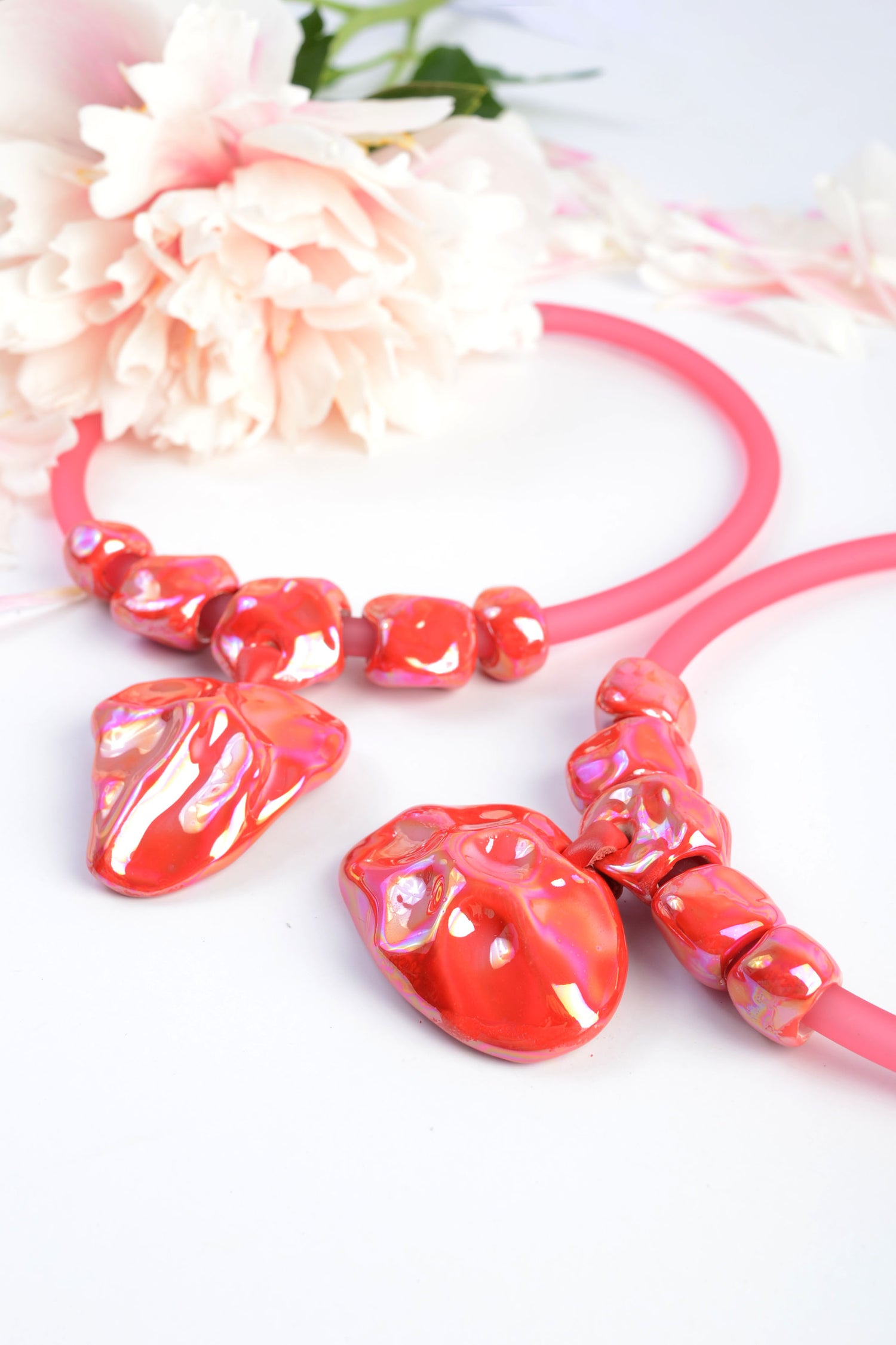 Luxury Red Necklace With Large Pendant